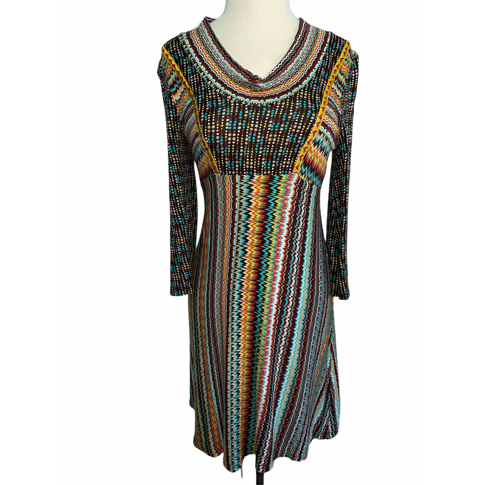 Small Uncle Frank Red Bird Boho Soft Multi Print Dress